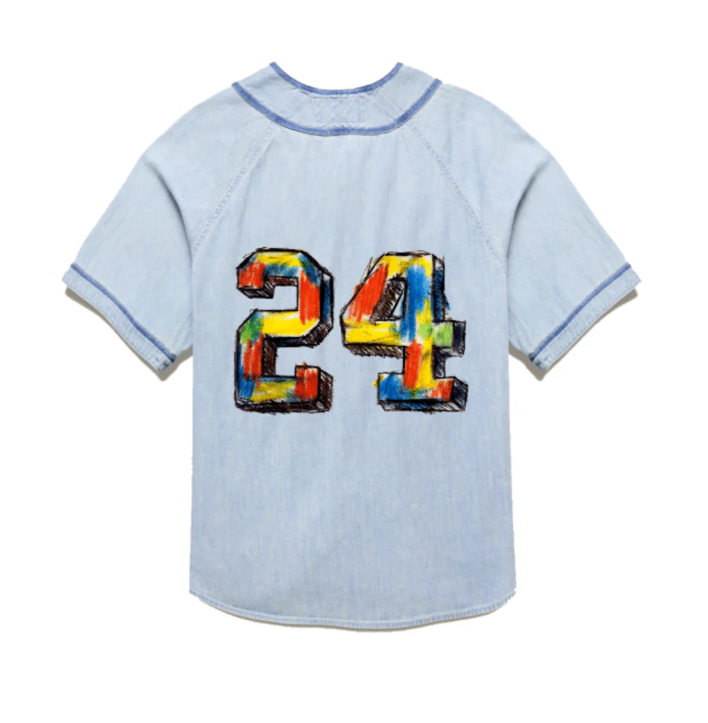 DV 24 Multicolor Logo Denim Baseball Jersey - Image 2