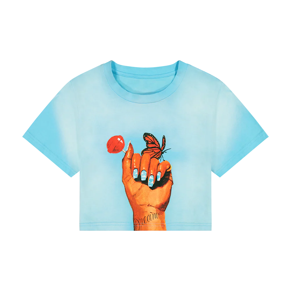DV 25 Butterfly Fist Blue Crop Top