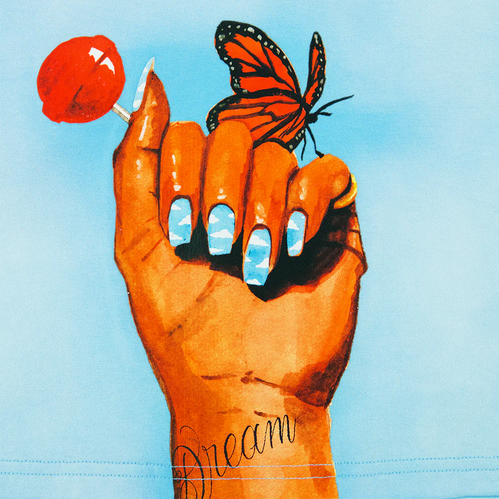 DV 25 Butterfly Fist Blue Crop Top - Image 2